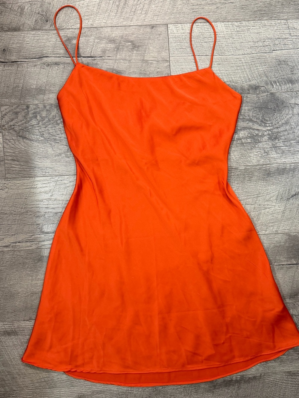 NWT Abercrombie & Fitch Bright Orange adjustable Spaghetti Strap Mini Dress